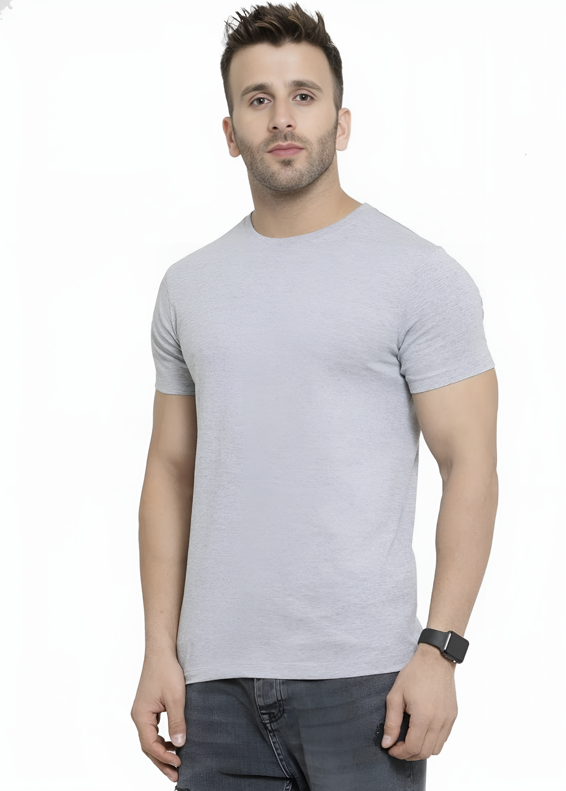 Men’s Light Grey Slim Fit Crew Neck T-Shirt – Casual Comfort Essential