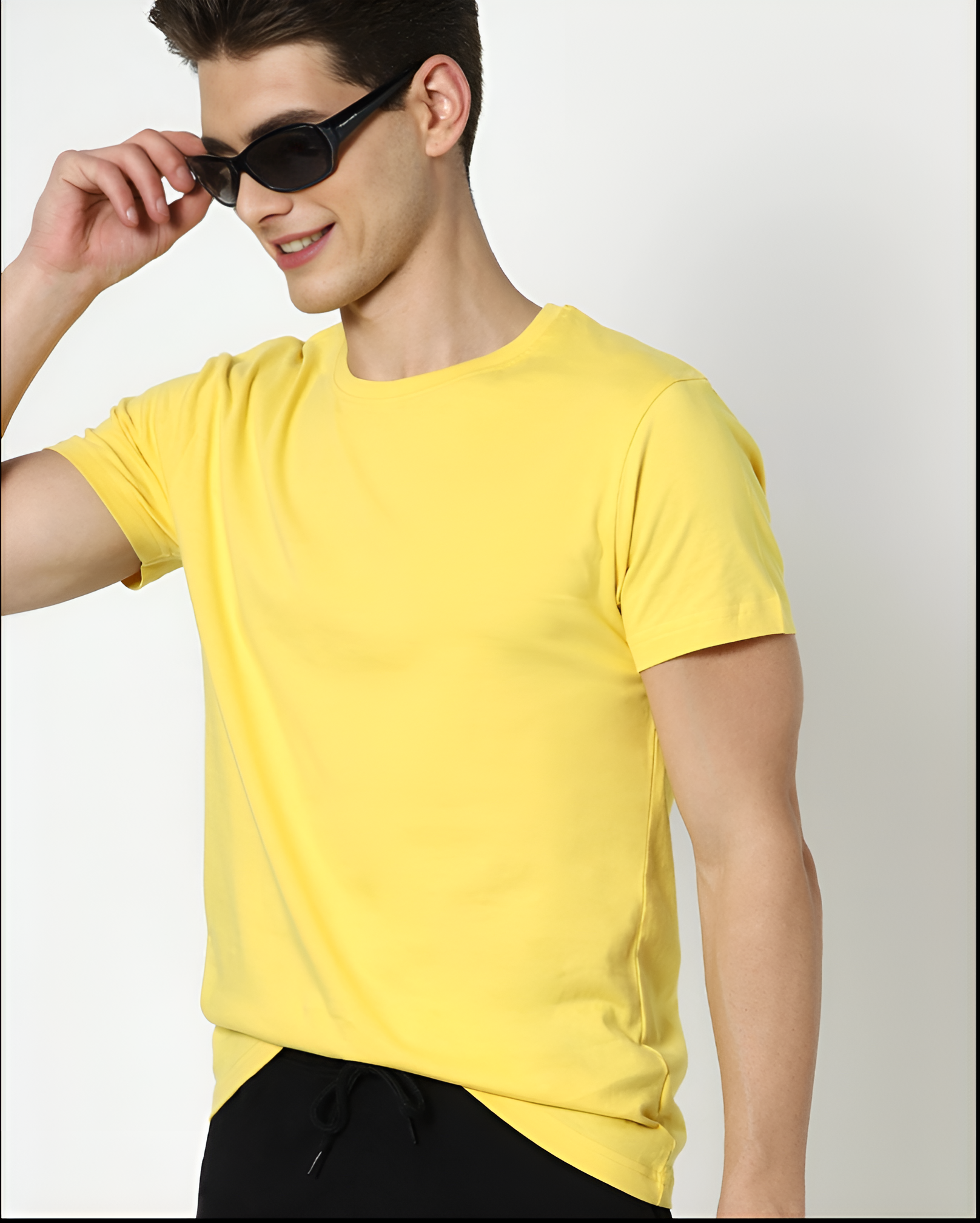 Men’s Solid Yellow Slim Fit T-Shirt – Fresh & Vibrant Casualwear