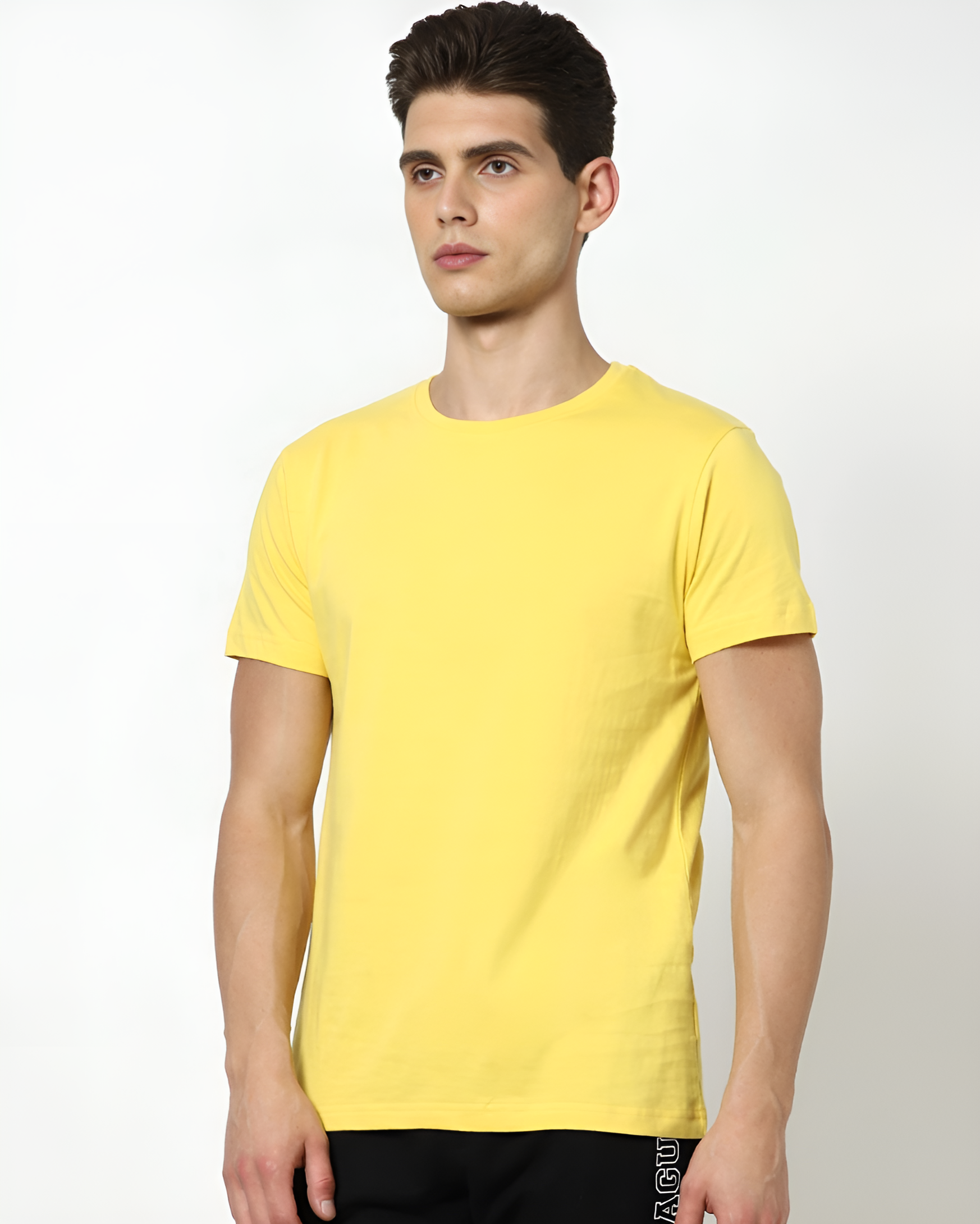 Men’s Solid Yellow Slim Fit T-Shirt – Fresh & Vibrant Casualwear