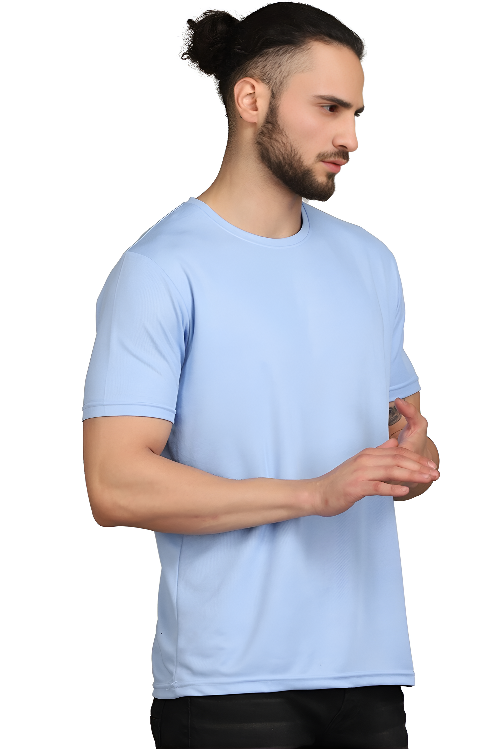 Men’s Solid Sky Blue Slim Fit T-Shirt – Cool & Casual Everyday Wear