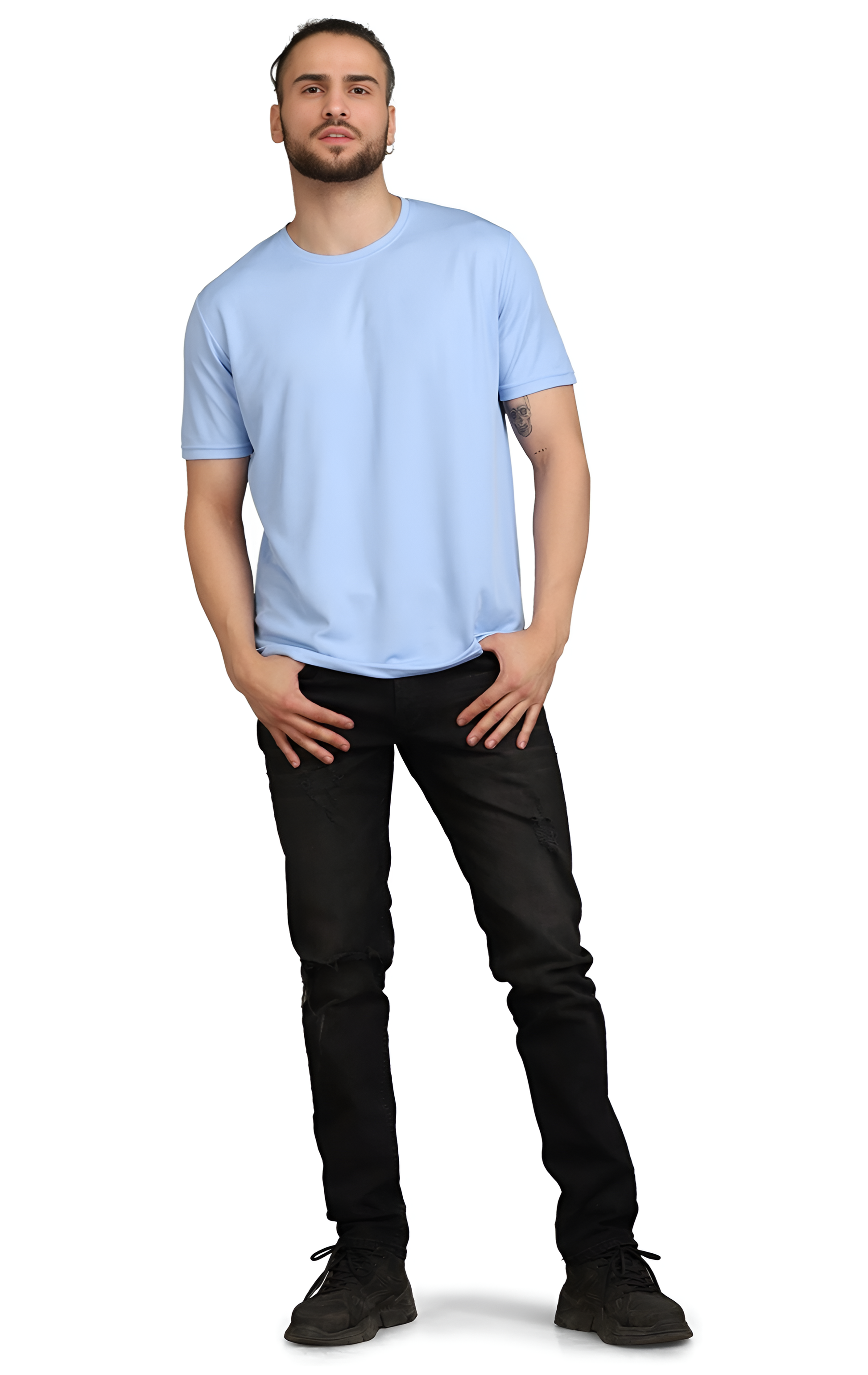 Men’s Solid Sky Blue Slim Fit T-Shirt – Cool & Casual Everyday Wear