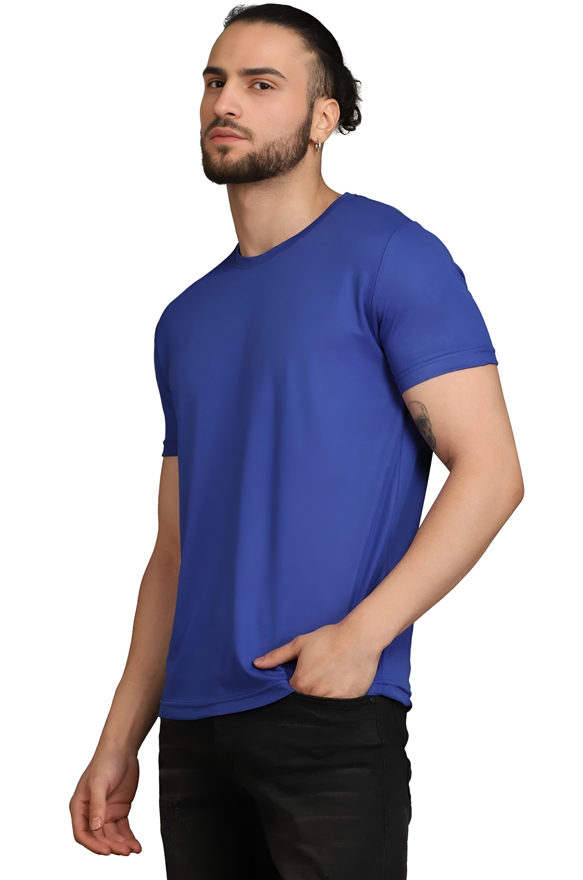 Men’s Solid Royal Blue Crew Neck T-Shirt – Slim Fit