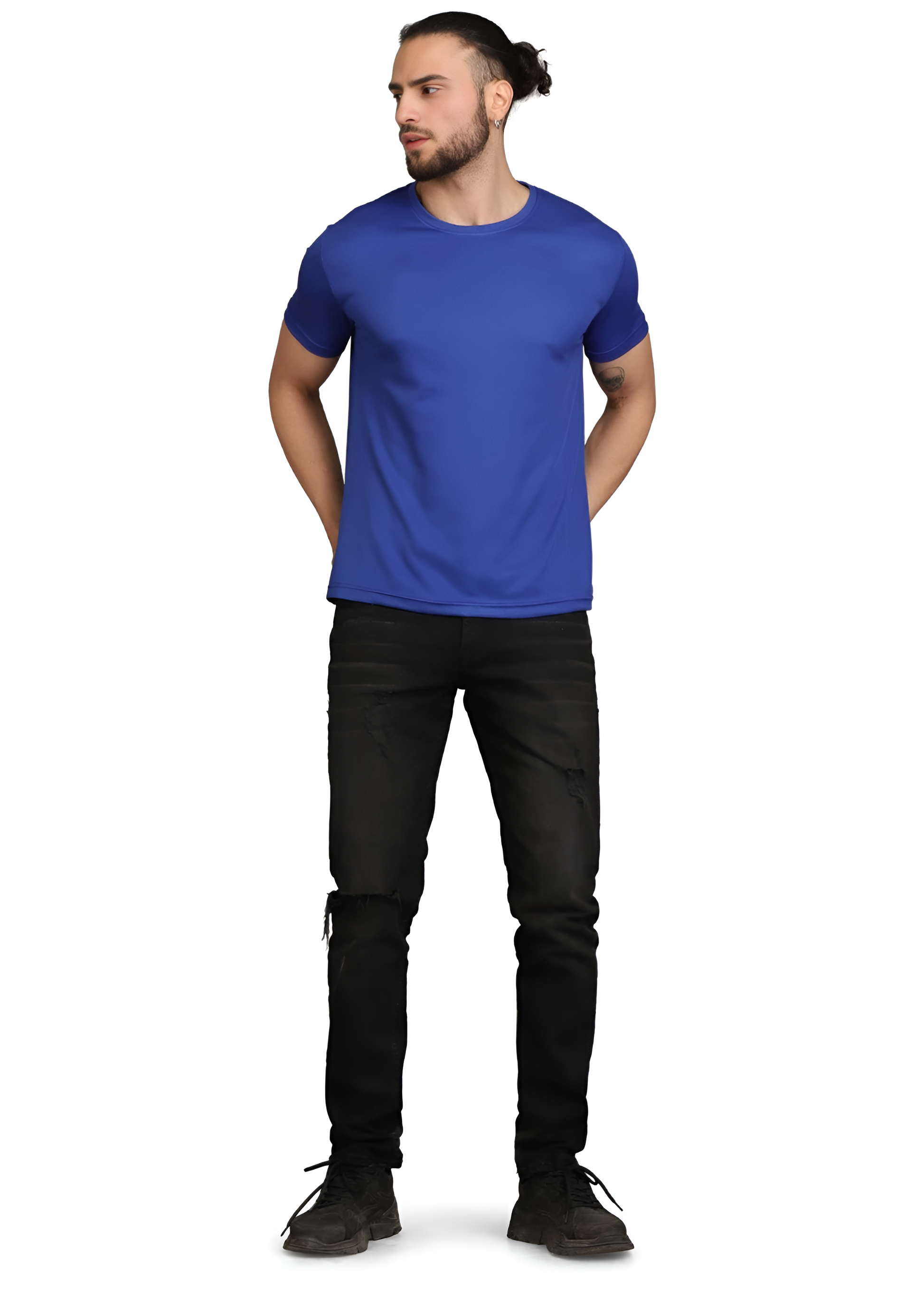 Men’s Solid Royal Blue Crew Neck T-Shirt – Slim Fit
