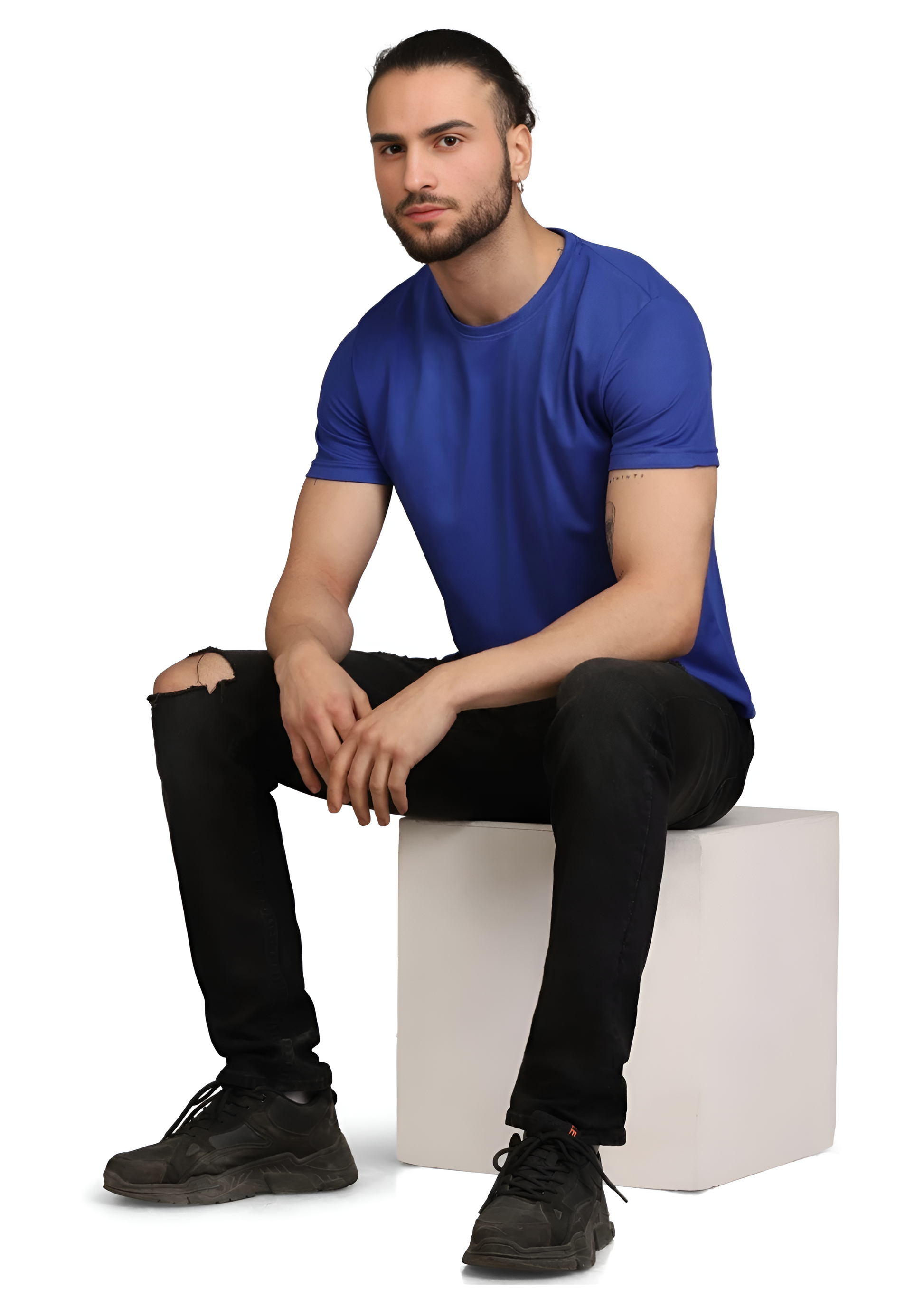 Men’s Solid Royal Blue Crew Neck T-Shirt – Slim Fit