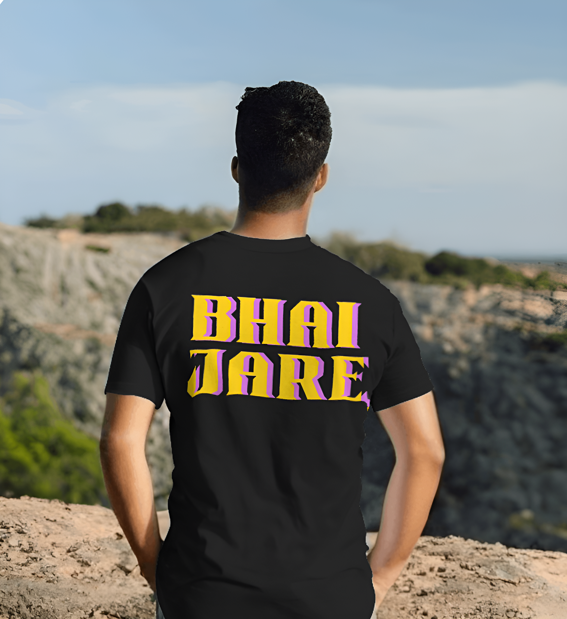 BHAI JARE / BHAI AARE Printed T-Shirt – Black | Desi Swag Streetwear for Men