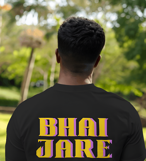 BHAI JARE / BHAI AARE Printed T-Shirt – Black | Desi Swag Streetwear for Men