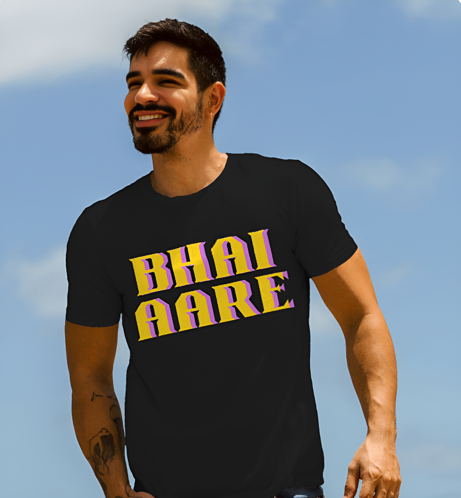 BHAI JARE / BHAI AARE Printed T-Shirt – Black | Desi Swag Streetwear for Men