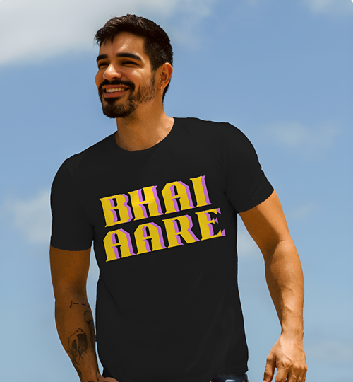 BHAI JARE / BHAI AARE Printed T-Shirt – Black | Desi Swag Streetwear for Men